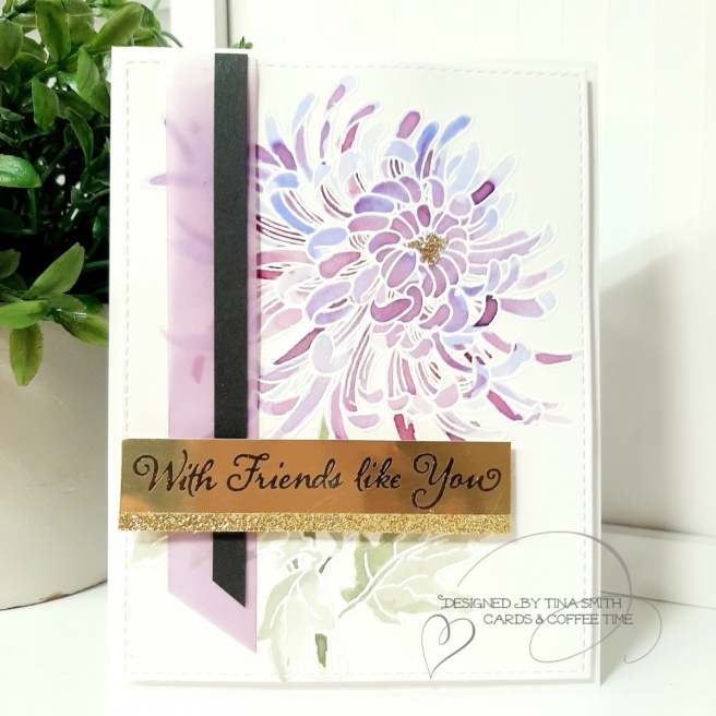 Watercolor card tutorial by Tina Smith with the Stampendous! Cling Garden Mum Stamp set.