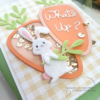 Easter shaker card tutorial by Tina Smith with the Spellbinders Small Die of the Month Club Kit for March 2020 #Spellbinders #SpellbindersClubKits #Cardmaking #Papercrafts #EasterCards #CardsandCoffeeTime