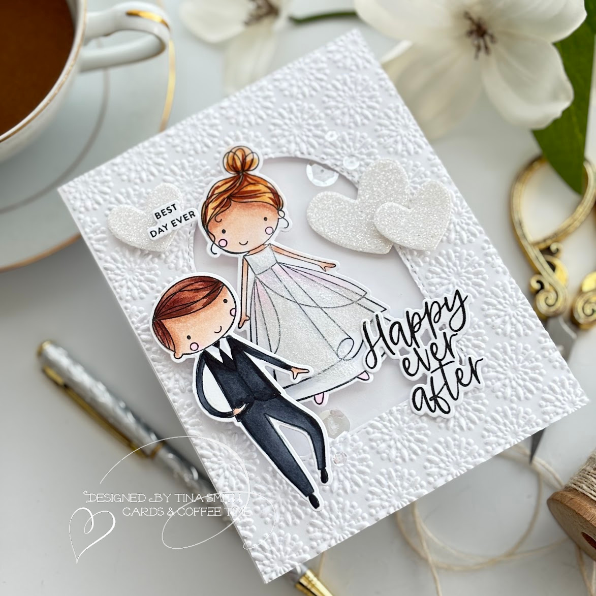 A Happy Ever After Card with the To the Happy Couple Stamp from the Simon Says Stamp Celebrate Release!