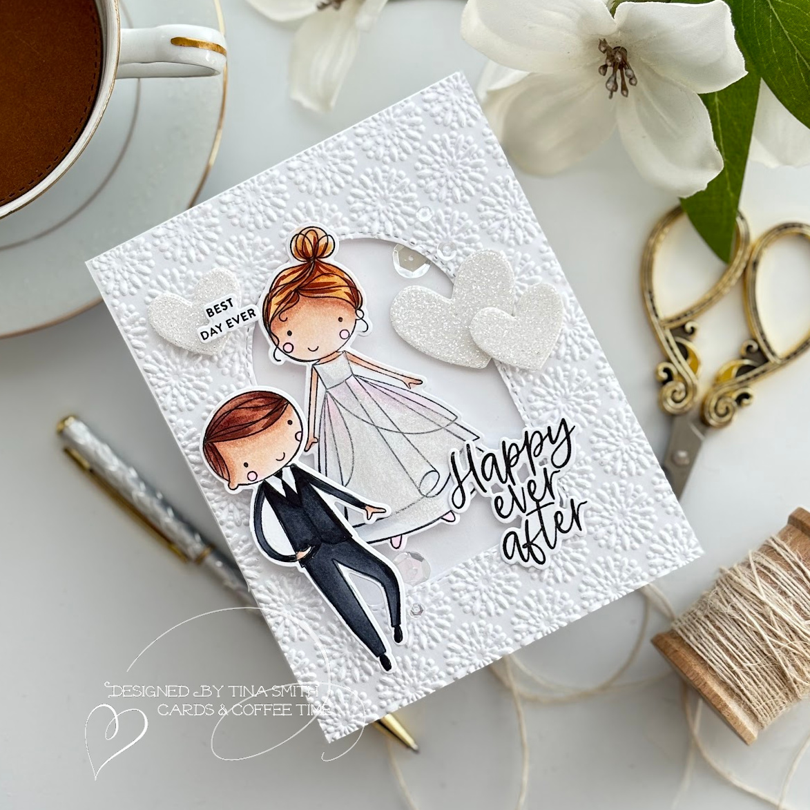A Happy Ever After Card with the To the Happy Couple Stamp from the Simon Says Stamp Celebrate Release!